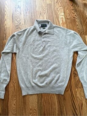 Men’s 100% Cashmere Sweater Thin Collar 3 Button Club Room Medium Tan